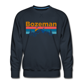 Premium Bozeman, Montana Sweatshirt - Retro Mountain & Birds Premium Men's Bozeman Sweatshirt - navy