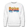 Premium Boise, Idaho Sweatshirt - Retro Mountain & Birds Premium Men's Boise Sweatshirt - white