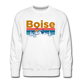 Premium Boise, Idaho Sweatshirt - Retro Mountain & Birds Premium Men's Boise Sweatshirt