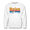 Premium Boise, Idaho Sweatshirt - Retro Mountain & Birds Premium Men's Boise Sweatshirt