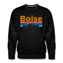 Premium Boise, Idaho Sweatshirt - Retro Mountain & Birds Premium Men's Boise Sweatshirt - black