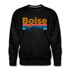 Premium Boise, Idaho Sweatshirt - Retro Mountain & Birds Premium Men's Boise Sweatshirt - black