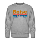 Premium Boise, Idaho Sweatshirt - Retro Mountain & Birds Premium Men's Boise Sweatshirt - heather grey