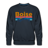 Premium Boise, Idaho Sweatshirt - Retro Mountain & Birds Premium Men's Boise Sweatshirt - navy