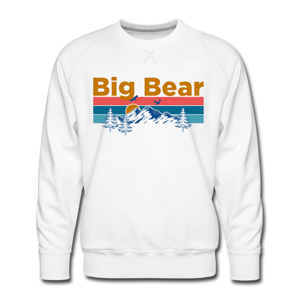 Premium Big Bear, California Sweatshirt - Retro Mountain & Birds Premium Men's Big Bear Sweatshirt - white