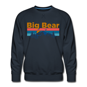 Premium Big Bear, California Sweatshirt - Retro Mountain & Birds Premium Men's Big Bear Sweatshirt - navy