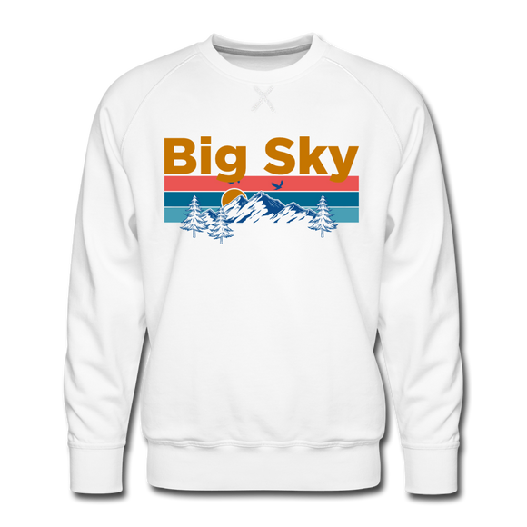 Premium Big Sky, Montana Sweatshirt - Retro Mountain & Birds Premium Men's Big Sky Sweatshirt - white