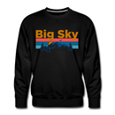 Premium Big Sky, Montana Sweatshirt - Retro Mountain & Birds Premium Men's Big Sky Sweatshirt - black
