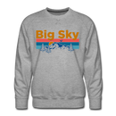 Premium Big Sky, Montana Sweatshirt - Retro Mountain & Birds Premium Men's Big Sky Sweatshirt - heather grey