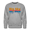 Premium Big Sky, Montana Sweatshirt - Retro Mountain & Birds Premium Men's Big Sky Sweatshirt - heather grey