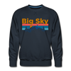 Premium Big Sky, Montana Sweatshirt - Retro Mountain & Birds Premium Men's Big Sky Sweatshirt - navy