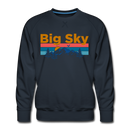 Premium Big Sky, Montana Sweatshirt - Retro Mountain & Birds Premium Men's Big Sky Sweatshirt - navy