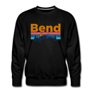 Premium Bend, Oregon Sweatshirt - Retro Mountain & Birds Premium Men's Bend Sweatshirt - black