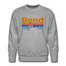 Premium Bend, Oregon Sweatshirt - Retro Mountain & Birds Premium Men's Bend Sweatshirt - heather grey