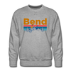 Premium Bend, Oregon Sweatshirt - Retro Mountain & Birds Premium Men's Bend Sweatshirt - heather grey
