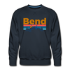 Premium Bend, Oregon Sweatshirt - Retro Mountain & Birds Premium Men's Bend Sweatshirt - navy