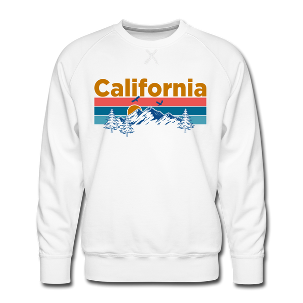 Premium California Sweatshirt - Retro Mountain & Birds Premium Men's California Sweatshirt - white