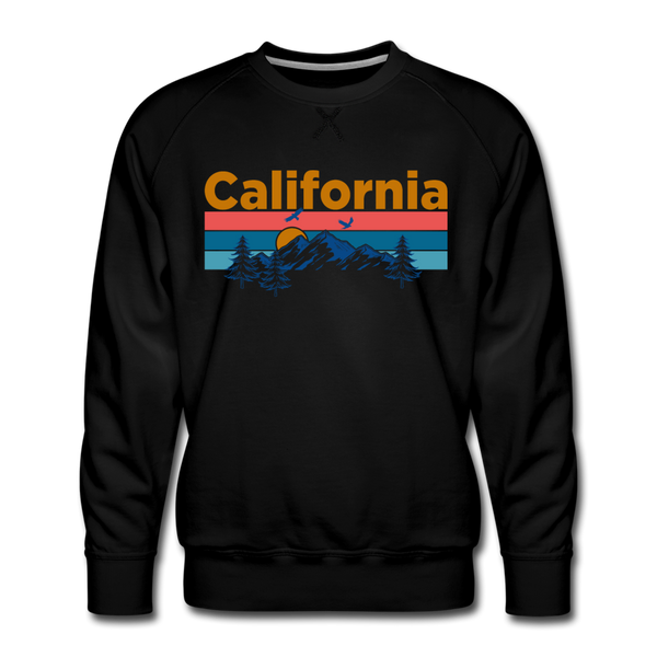 Premium California Sweatshirt - Retro Mountain & Birds Premium Men's California Sweatshirt - black