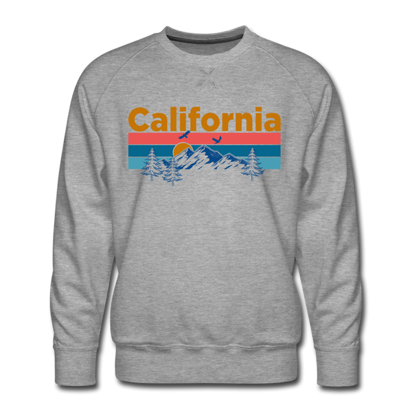 Premium California Sweatshirt - Retro Mountain & Birds Premium Men's California Sweatshirt - heather grey
