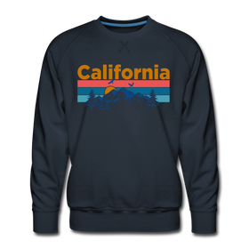 Premium California Sweatshirt - Retro Mountain & Birds Premium Men's California Sweatshirt - navy