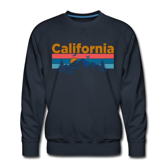 Premium California Sweatshirt - Retro Mountain & Birds Premium Men's California Sweatshirt - navy
