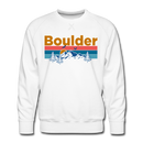 Premium Boulder, Colorado Sweatshirt - Retro Mountain & Birds Premium Men's Boulder Sweatshirt - white