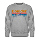 Premium Boulder, Colorado Sweatshirt - Retro Mountain & Birds Premium Men's Boulder Sweatshirt - heather grey