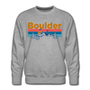 Premium Boulder, Colorado Sweatshirt - Retro Mountain & Birds Premium Men's Boulder Sweatshirt - heather grey