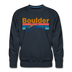Premium Boulder, Colorado Sweatshirt - Retro Mountain & Birds Premium Men's Boulder Sweatshirt - navy