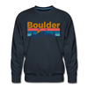 Premium Boulder, Colorado Sweatshirt - Retro Mountain & Birds Premium Men's Boulder Sweatshirt - navy