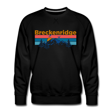 Premium Breckenridge, Colorado Sweatshirt - Retro Mountain & Birds Premium Men's Breckenridge Sweatshirt - black