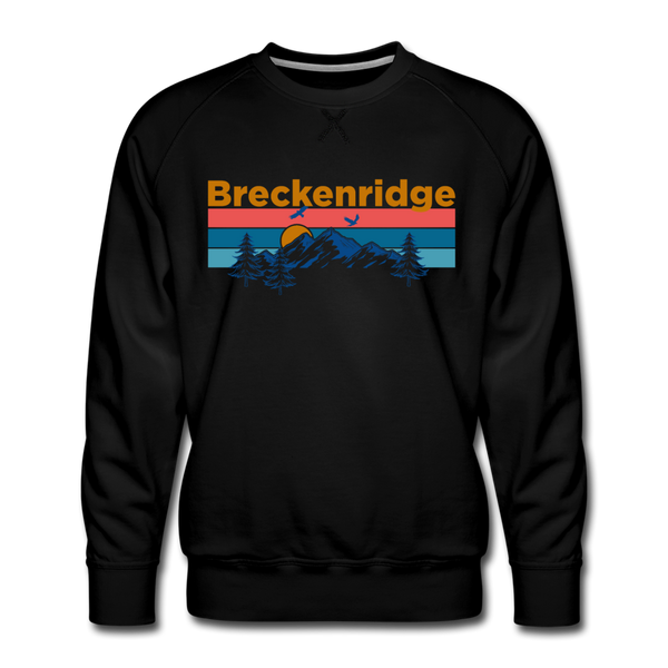 Premium Breckenridge, Colorado Sweatshirt - Retro Mountain & Birds Premium Men's Breckenridge Sweatshirt - black
