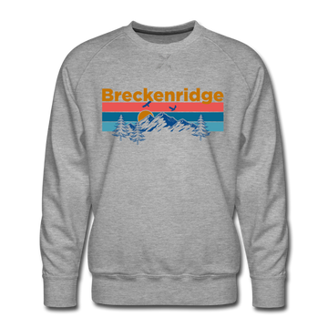 Premium Breckenridge, Colorado Sweatshirt - Retro Mountain & Birds Premium Men's Breckenridge Sweatshirt - heather grey
