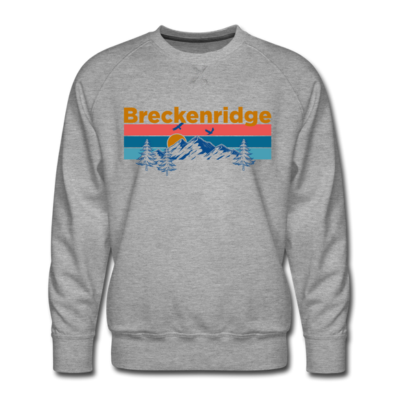 Premium Breckenridge, Colorado Sweatshirt - Retro Mountain & Birds Premium Men's Breckenridge Sweatshirt - heather grey