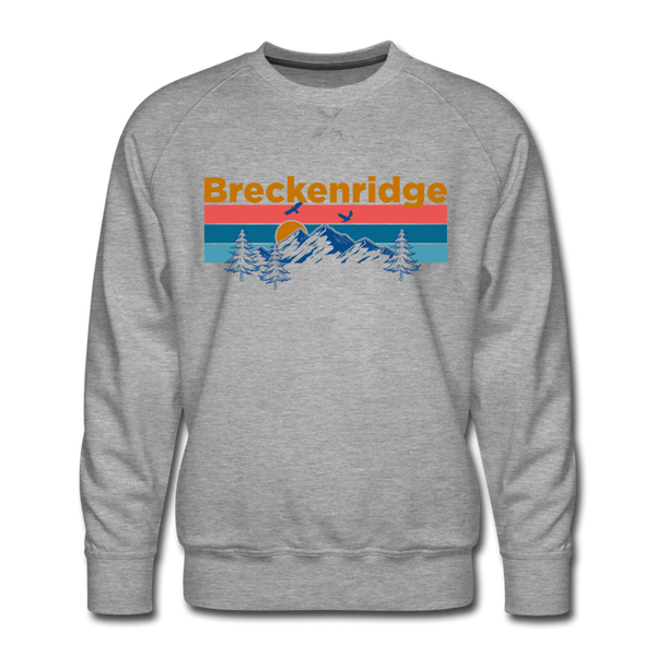 Premium Breckenridge, Colorado Sweatshirt - Retro Mountain & Birds Premium Men's Breckenridge Sweatshirt - heather grey