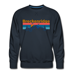 Premium Breckenridge, Colorado Sweatshirt - Retro Mountain & Birds Premium Men's Breckenridge Sweatshirt - navy