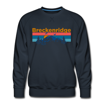 Premium Breckenridge, Colorado Sweatshirt - Retro Mountain & Birds Premium Men's Breckenridge Sweatshirt - navy