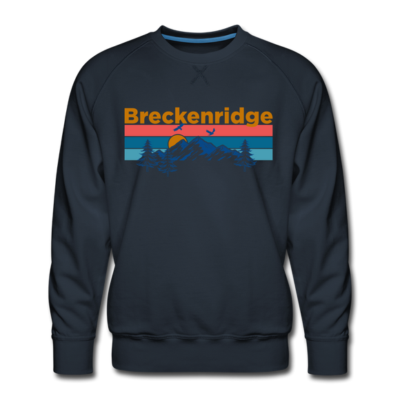 Premium Breckenridge, Colorado Sweatshirt - Retro Mountain & Birds Premium Men's Breckenridge Sweatshirt - navy