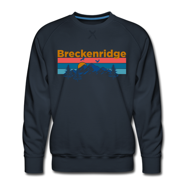 Premium Breckenridge, Colorado Sweatshirt - Retro Mountain & Birds Premium Men's Breckenridge Sweatshirt - navy
