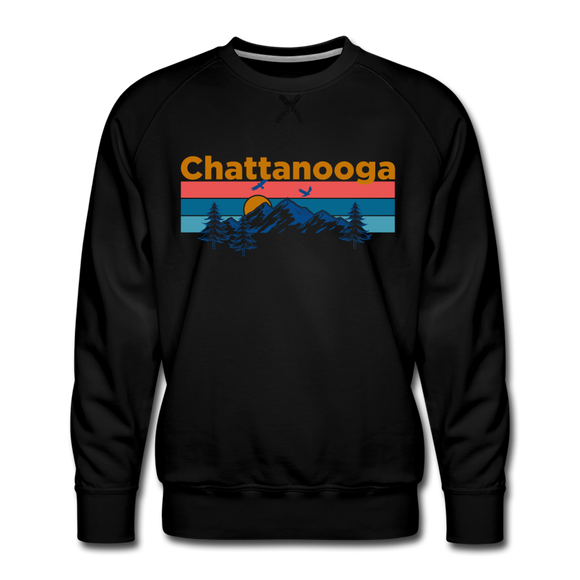 Premium Chattanooga, Tennessee Sweatshirt - Retro Mountain & Birds Premium Men's Chattanooga Sweatshirt - black