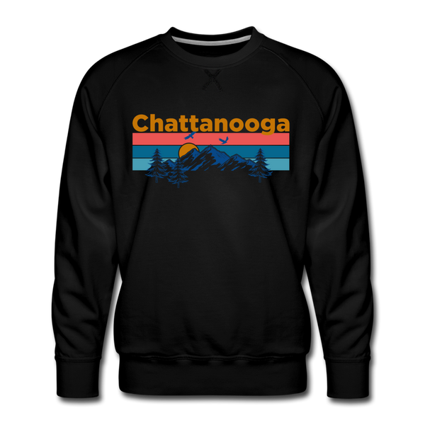 Premium Chattanooga, Tennessee Sweatshirt - Retro Mountain & Birds Premium Men's Chattanooga Sweatshirt - black