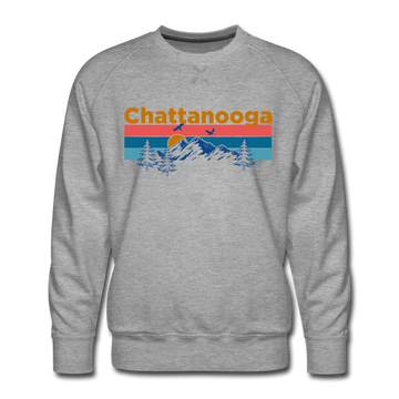 Premium Chattanooga, Tennessee Sweatshirt - Retro Mountain & Birds Premium Men's Chattanooga Sweatshirt - heather grey
