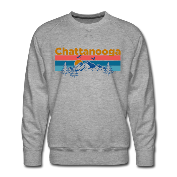 Premium Chattanooga, Tennessee Sweatshirt - Retro Mountain & Birds Premium Men's Chattanooga Sweatshirt - heather grey