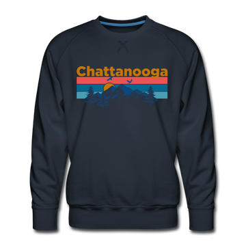 Premium Chattanooga, Tennessee Sweatshirt - Retro Mountain & Birds Premium Men's Chattanooga Sweatshirt - navy