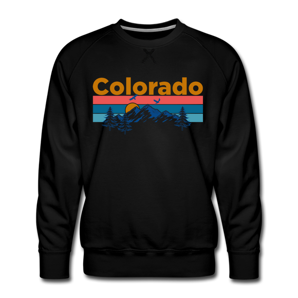 Premium Colorado Sweatshirt - Retro Mountain & Birds Premium Men's Colorado Sweatshirt - black