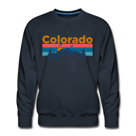 Premium Colorado Sweatshirt - Retro Mountain & Birds Premium Men's Colorado Sweatshirt - navy