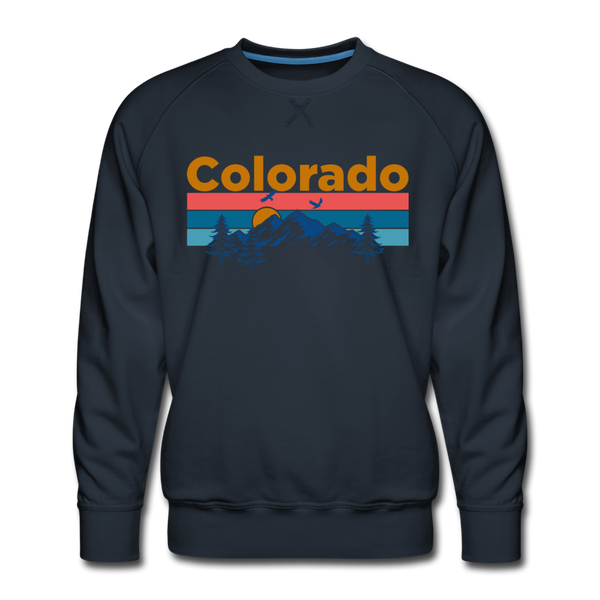 Premium Colorado Sweatshirt - Retro Mountain & Birds Premium Men's Colorado Sweatshirt - navy
