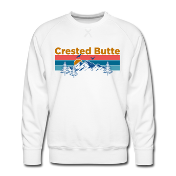 Premium Crested Butte Sweatshirt - Retro Mountain & Birds Premium Men's Crested Butte Sweatshirt - white