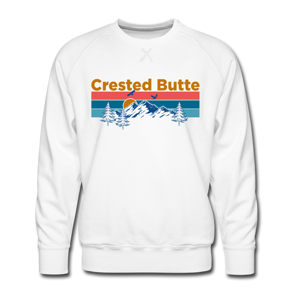 Premium Crested Butte Sweatshirt - Retro Mountain & Birds Premium Men's Crested Butte Sweatshirt - white