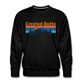 Premium Crested Butte Sweatshirt - Retro Mountain & Birds Premium Men's Crested Butte Sweatshirt - black